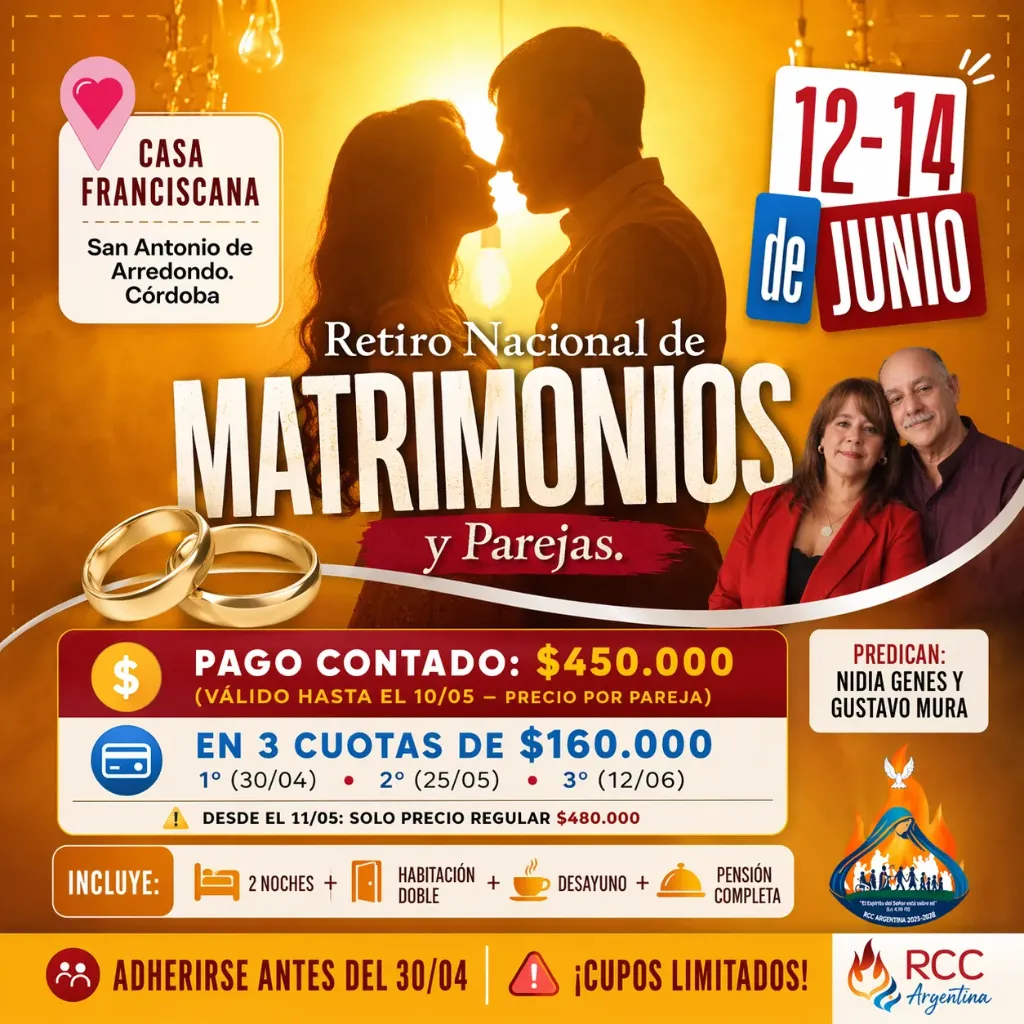 Retiro de Matrimonios – en 3 cuotas (Para 2 personas)